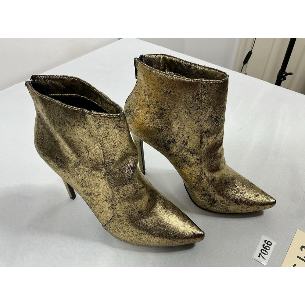 Womans New Scene Nykia Stiletto Ankle Boots Size 9 Distressed Gold Back Zip